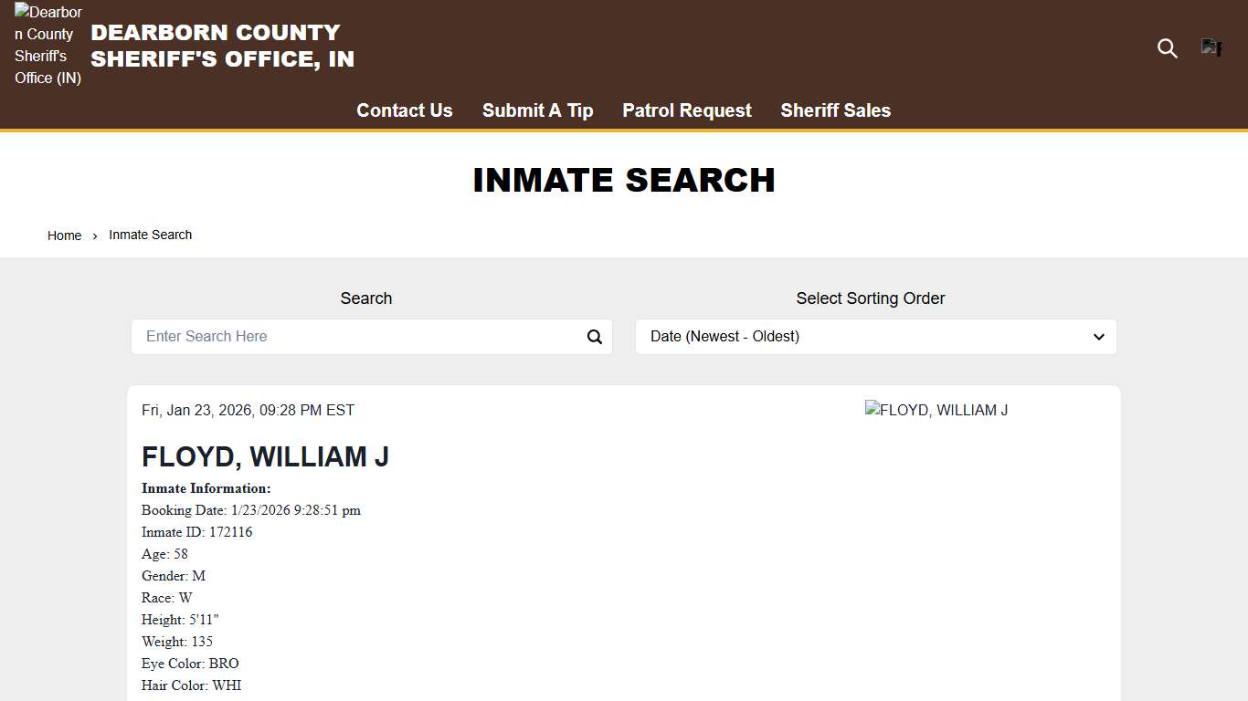 Inmate Search Dearborn County Sheriff's Office (IN)
